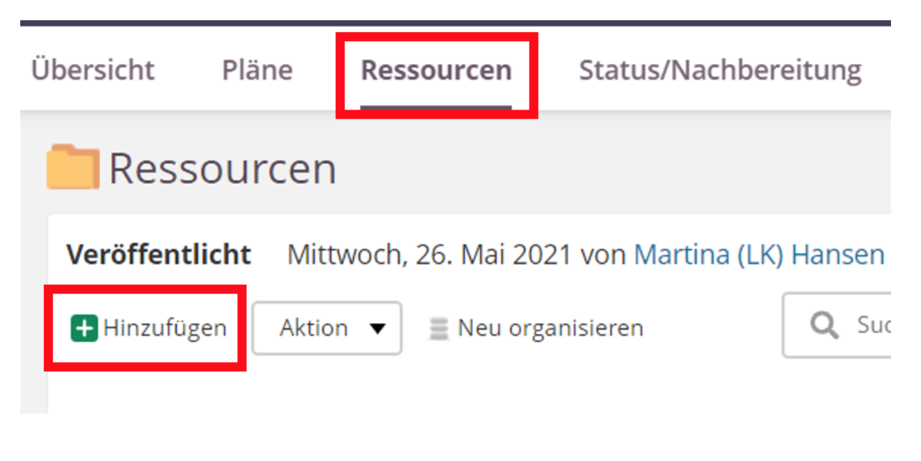 itslearning Ressourcen-Bildschirm